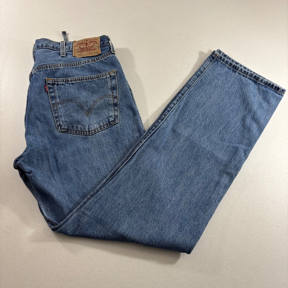 Levis 501 Original Fit Mens Blue Denim Straight Leg Button Fly Jeans 38x36